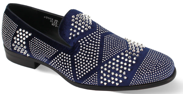 After Midnight OZZY Velvet Stud Shoes Navy/Silver
