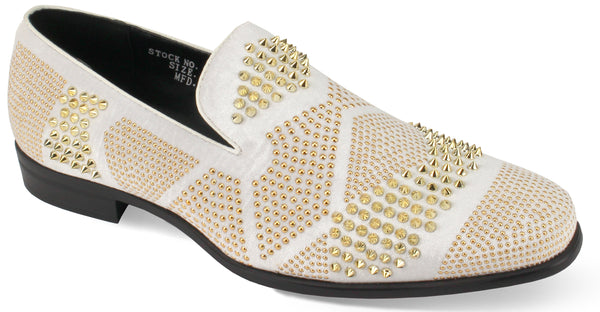 After Midnight OZZY Velvet Stud Shoes White/Gold