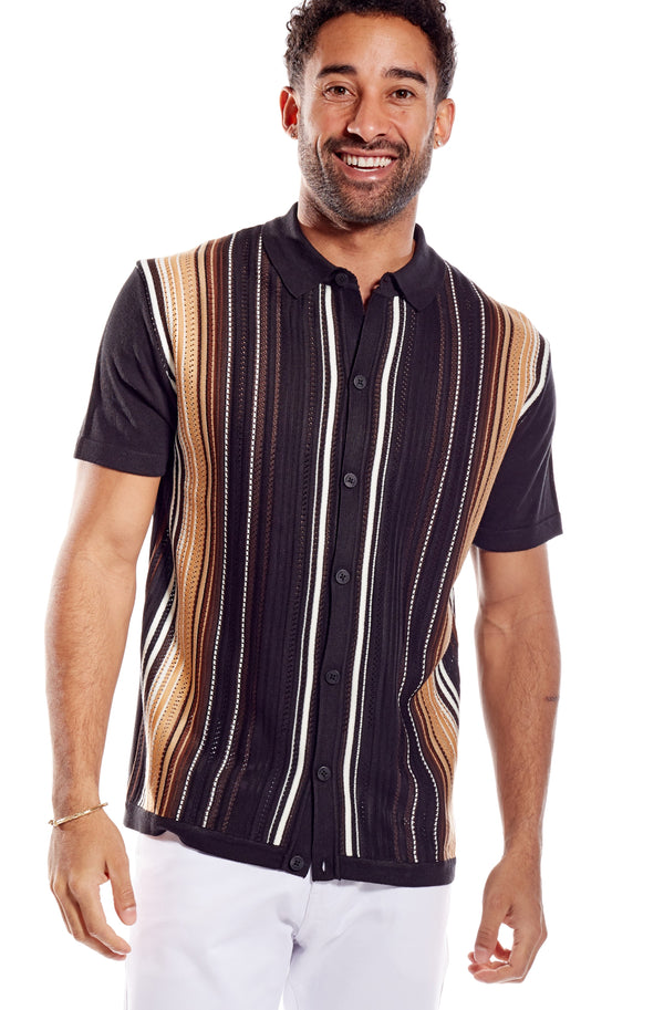 Stacy Adam 3112 Short Sleeve Knit Black