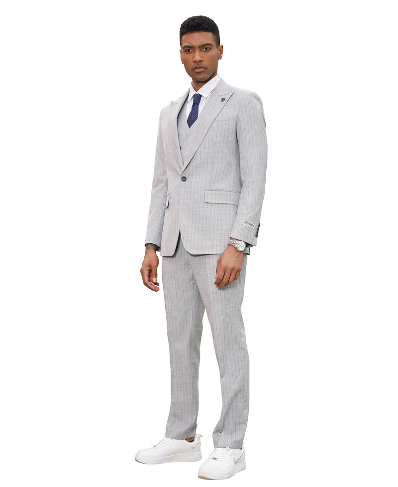 Light Grey Pinstripe 3 PC Stacy Adams Suit