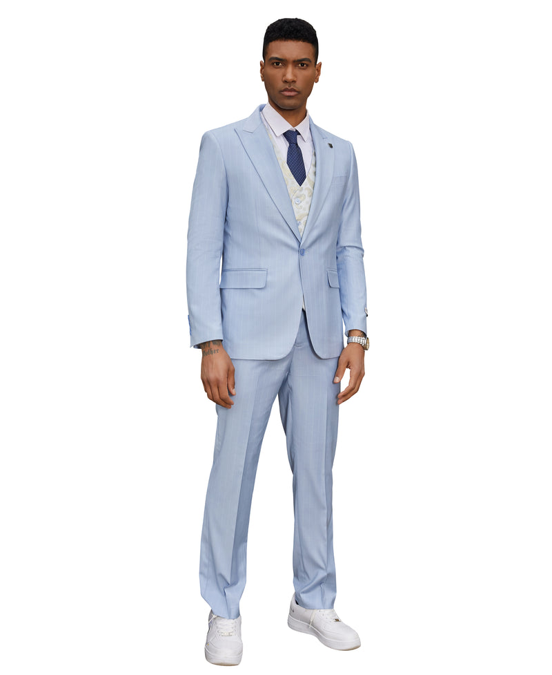 Light Blue Pinstripe 3 PC Stacy Adams Suit