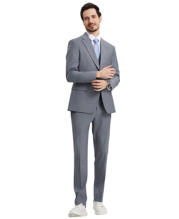 Stacy Adams 3 PC Grey Solid Mens Suit