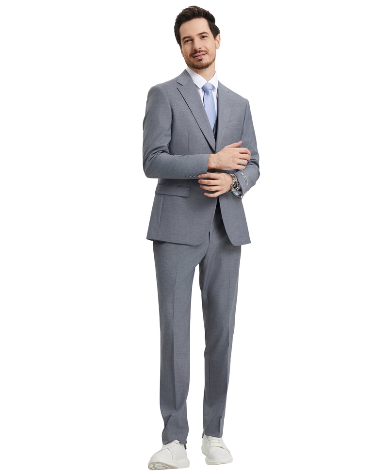 Stacy Adams 3 PC Grey Solid Mens Suit