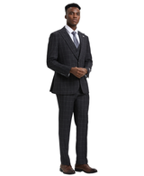 Stacy Adams 3 PC Black Windowpane Mens Suit