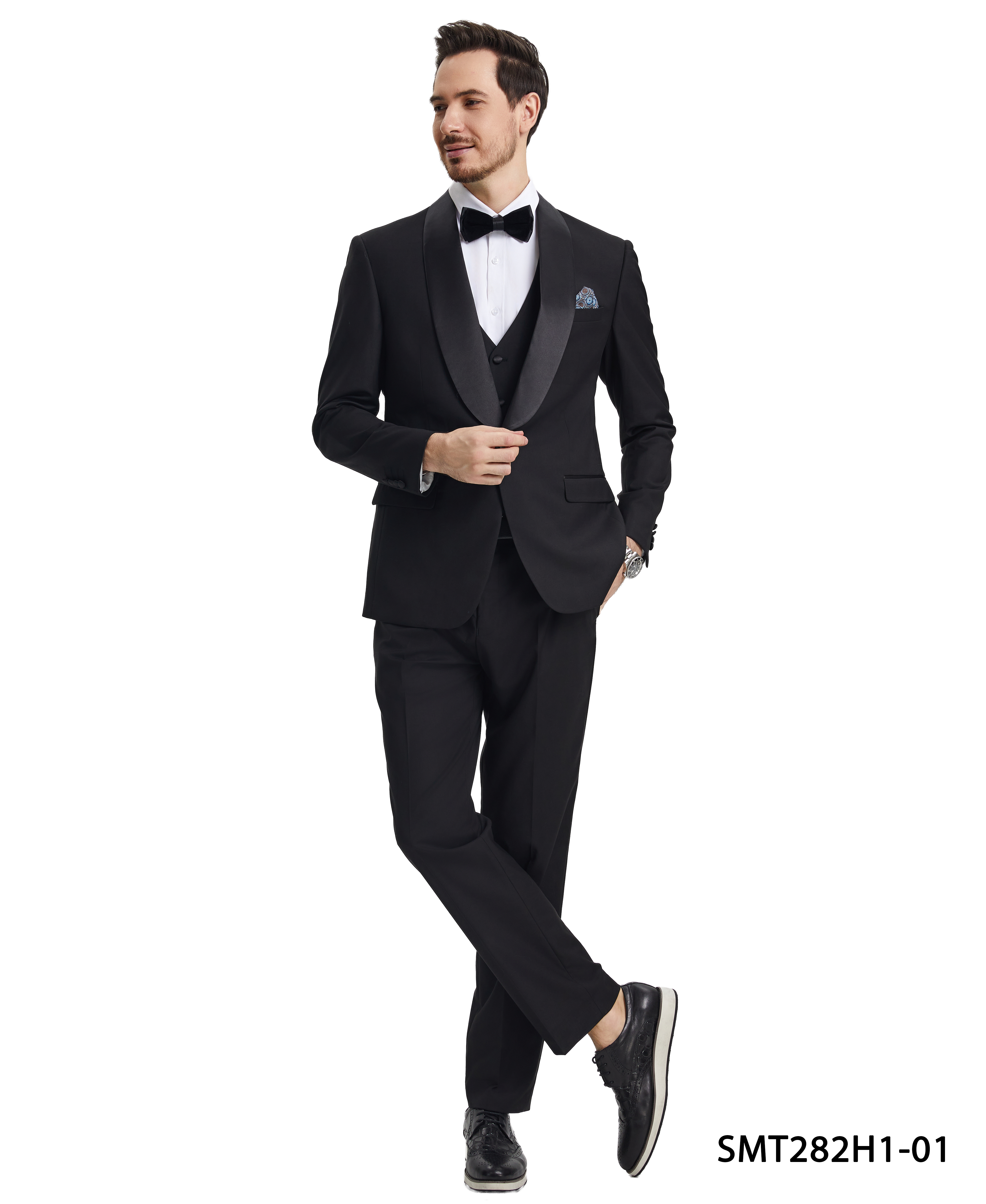 Stacy Adams 3 PC Black Solid Tuxedo Mens Suit