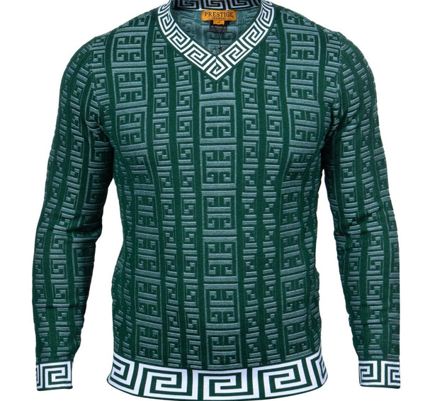 Prestige SW-460 Greek Textured Sweater Green