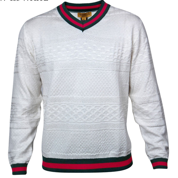Prestige SW-463 V Neck Sweater White