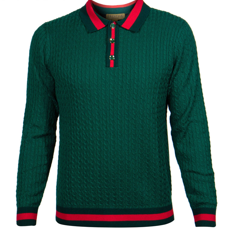 Prestige SW-474 3 Button Polo Sweater Green