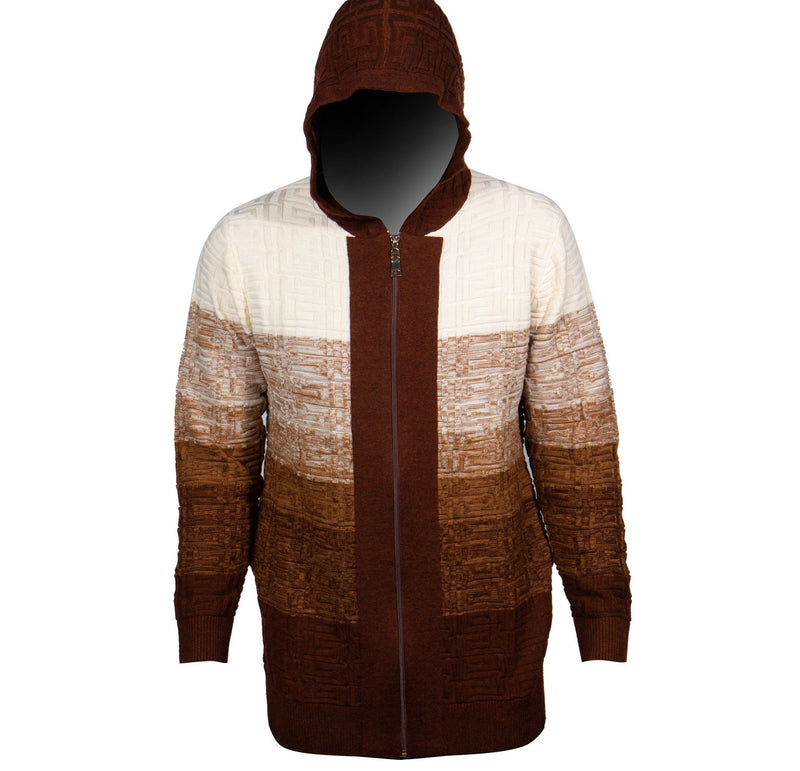 Prestige SW-484 Full Zip Hooded Sweater Brown