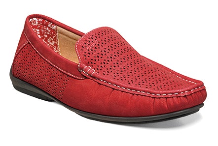STACY ADAMS I 25172 I CICERO PERFED MOC TOE SLIP ON I RED-600