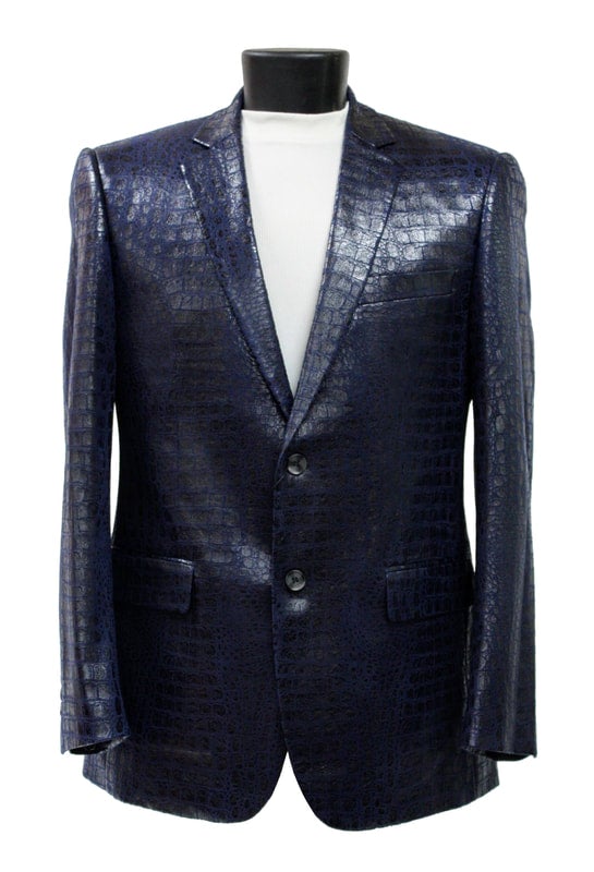 Bassiri J1041Blazer Croc Print Blazer Navy
