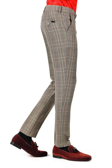 CP29 I BARABAS PLAID PANTS SLIM FIT I RED-BROWN