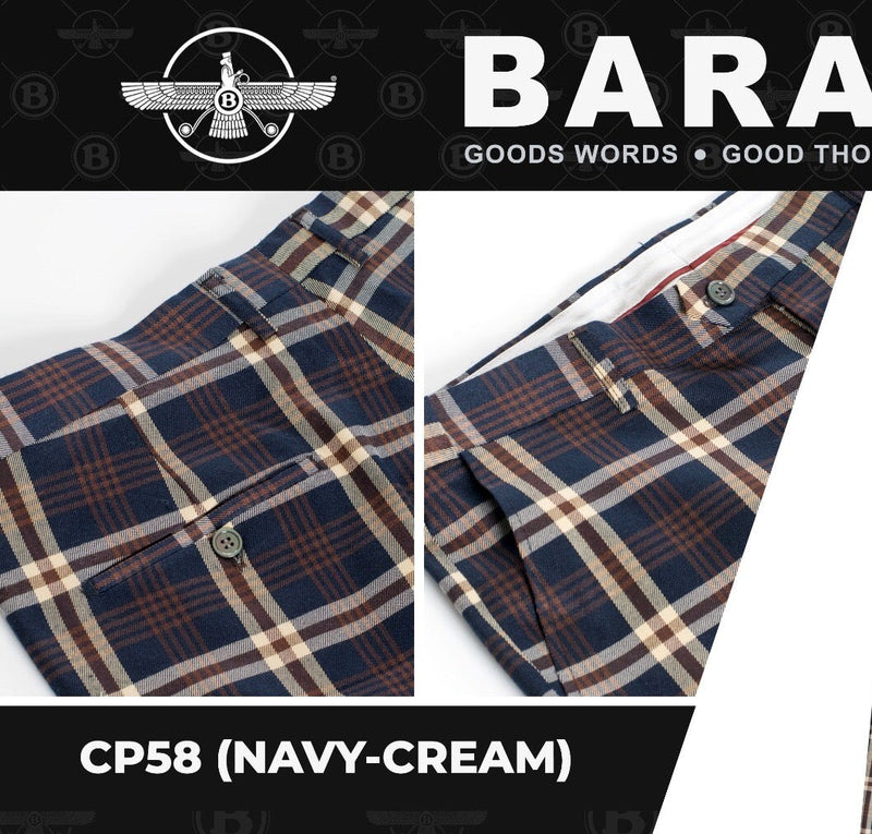 CP58 I BARABAS PLAID PANTS SLIM FIT I NAVY-CREAM