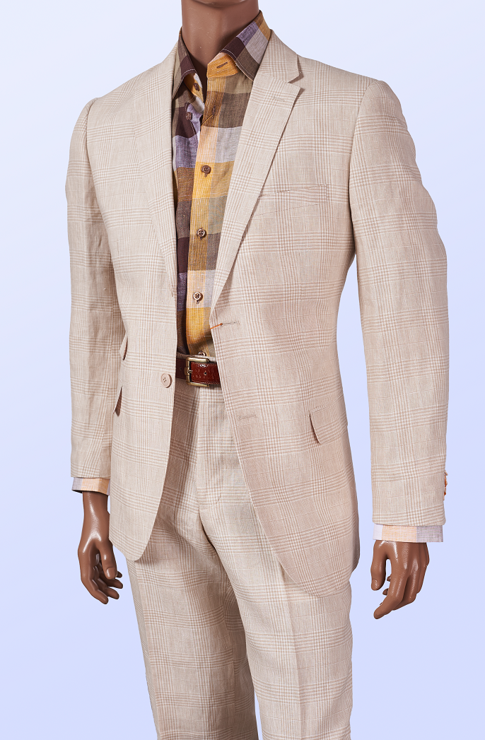 660125 I INSERCH 2 PIECE LINEN SUIT I 06-OATMEAL