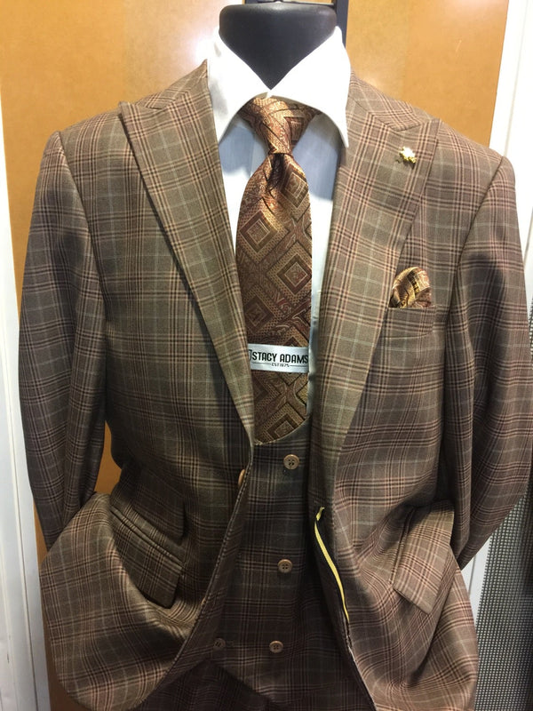 FALCONE I 9152-SCOOP VESTED I  2 BUTTON SINGLE BREAST VESTED I BROWN-704