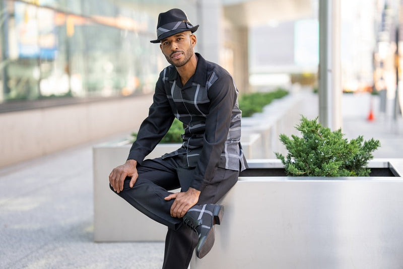 MONTIQUE | 2126 LONG SLEEVE  WALKING SUIT  I BLACK