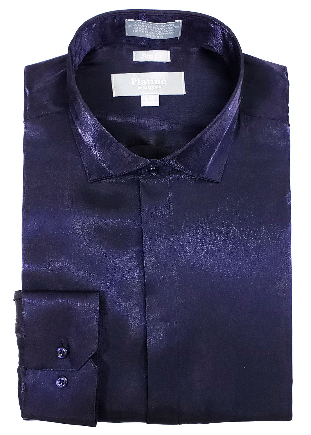 20101SL I PLATINO SLIM FIT SATIN SHIRT I ROYAL