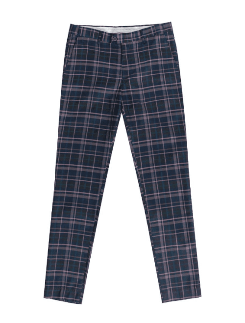 Barabas CP51 Trust me Slim Fit Plaid Pants Navy/Purple