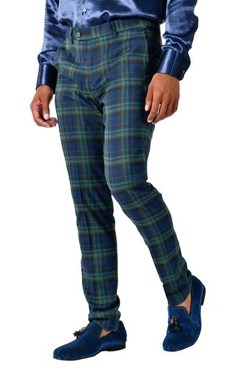 CP53 I BARABAS PLAID PANTS SLIM FIT I NAVY-LIME