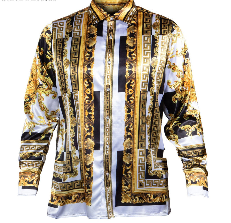 PR-272 I PRESTIGE LONG SLEEVE SATIN SHIRT  I BLACK