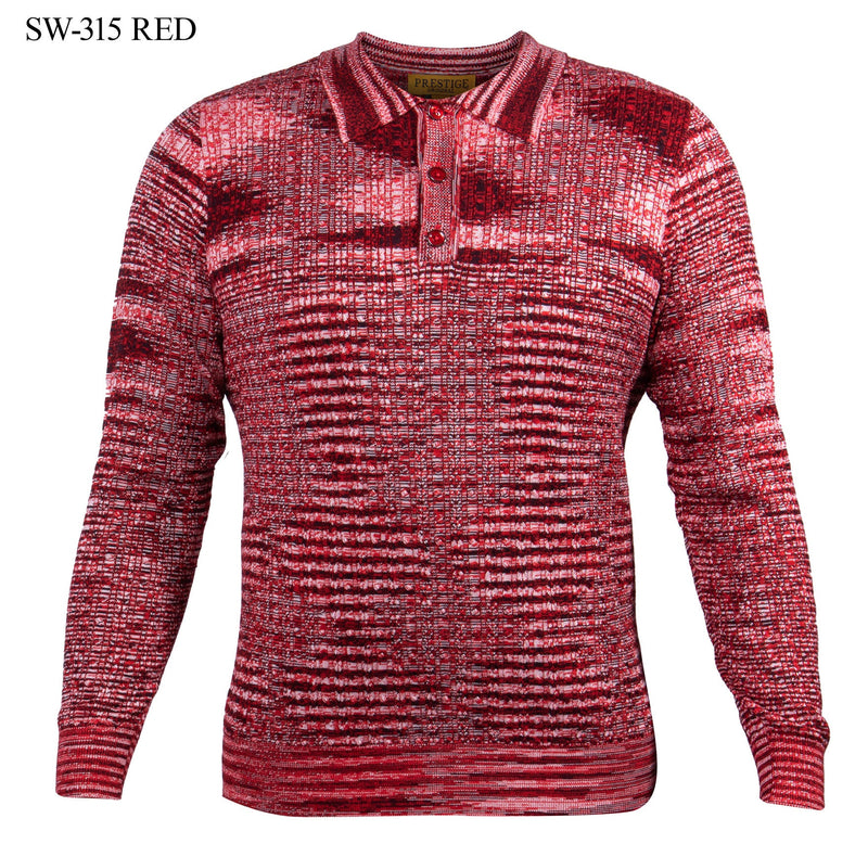 SW-315 I PRESTIGE LS POLO CABLE SWEATER I RED