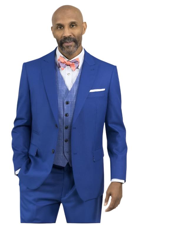 STEVE HARVEY I118716SHS 3PCS SUIT I SOLID BLUE