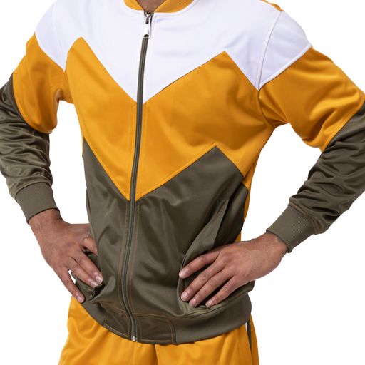 Monique JS-29 Chevron Design Sport Tracksuit Gold/Olive