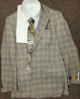 Steve Harvey 122752SHS 3pCS  Single Breast Suit Tan
