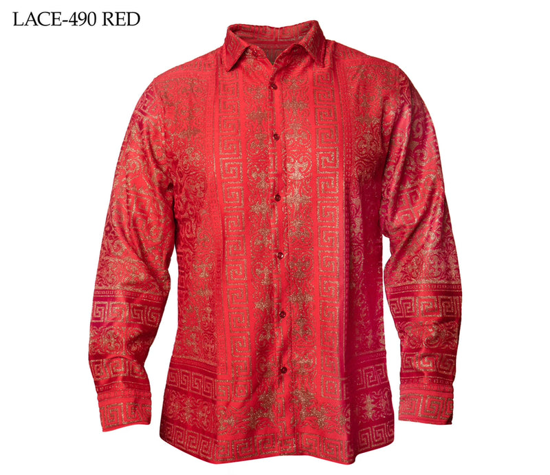 Prestige LACE-490 Long Sleeve Lace Shirt Red