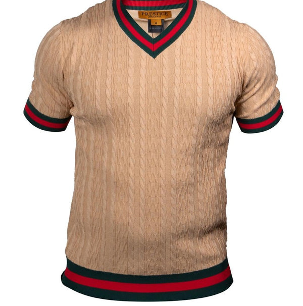 Prestige CMK-235 Short Sleeve V Neck Beige
