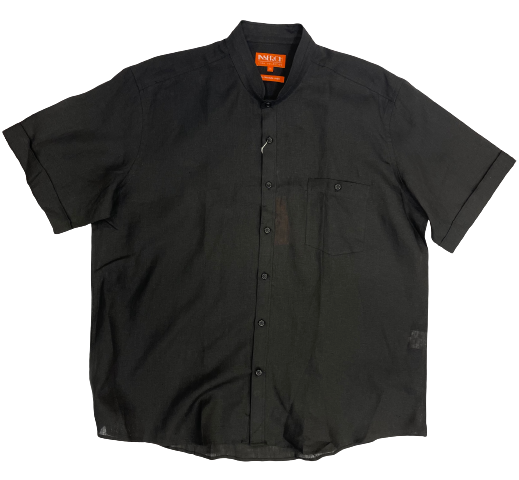 Inserch SS716-01 Short Sleeve Linen Shirt Black