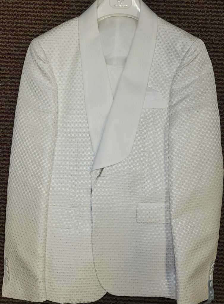 Rossi Man RM1471 Smoking Tux White /Gold Polka Dot