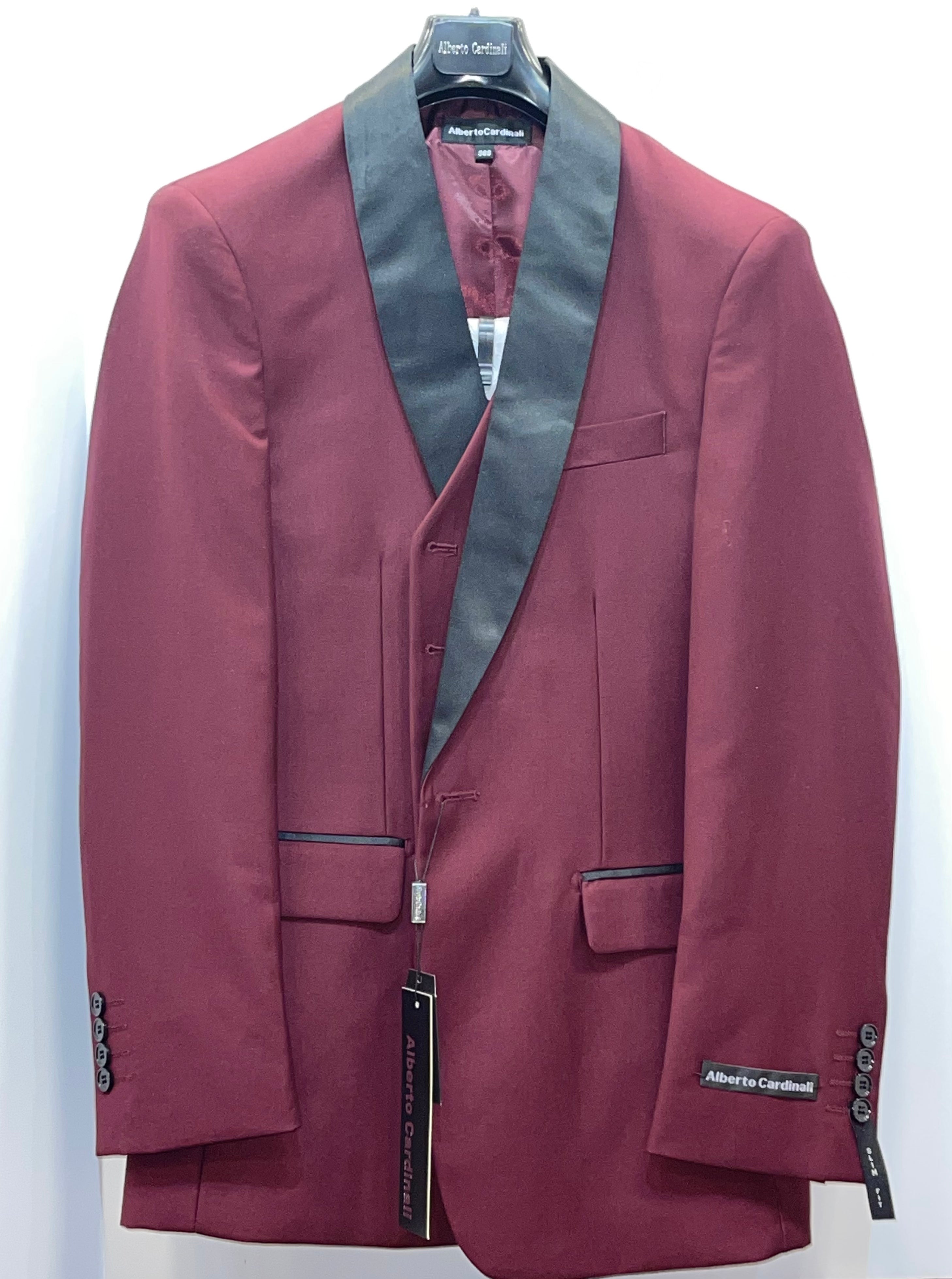 Alberto Cardinali TX-88 Slim Fit 3pcs Tux Burgundy