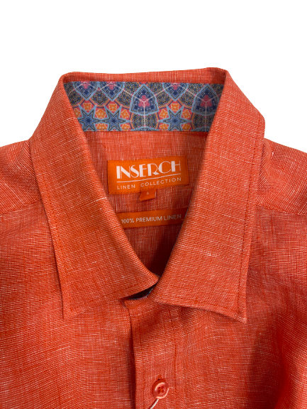 Inserch SS717-158 Short Sleeve Linen Shirt T-Orange