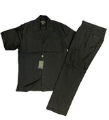 Giorgio Inserti By Inserch 93C34 Short Sleeve Linen Set Black