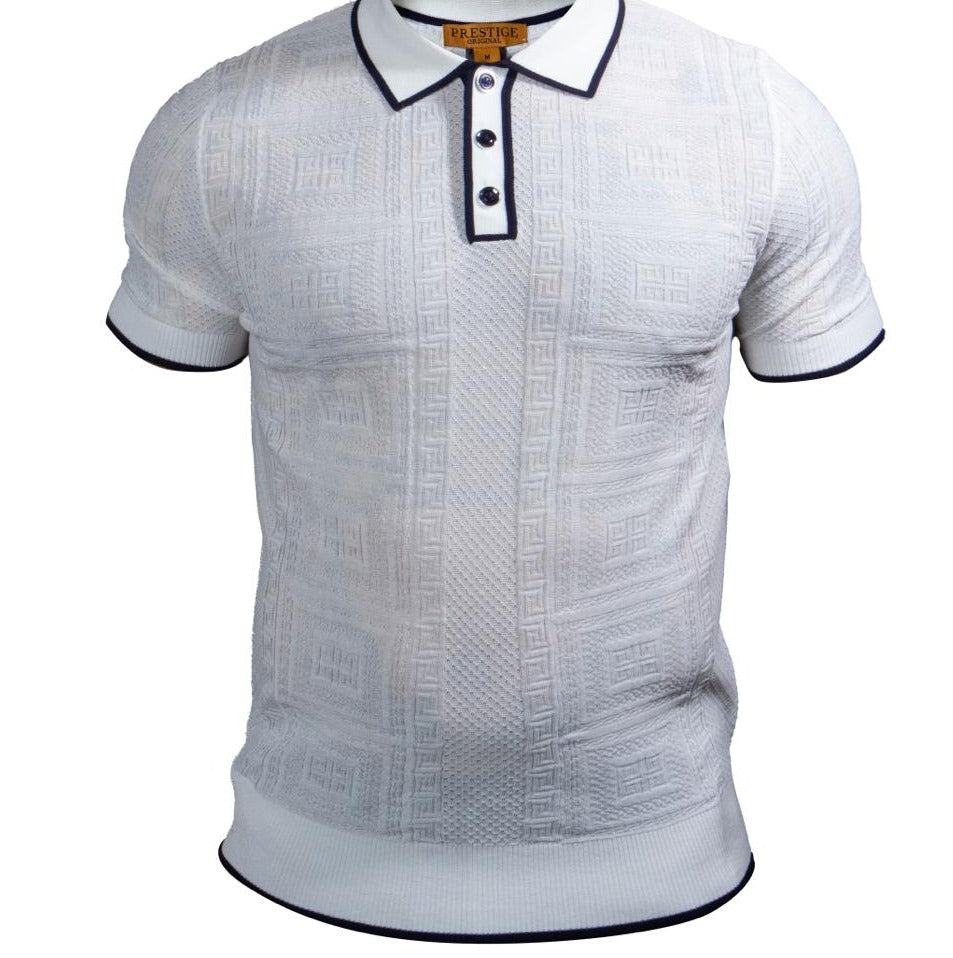 Prestige CMK-220 Short Sleeve Polo White/Navy Trim